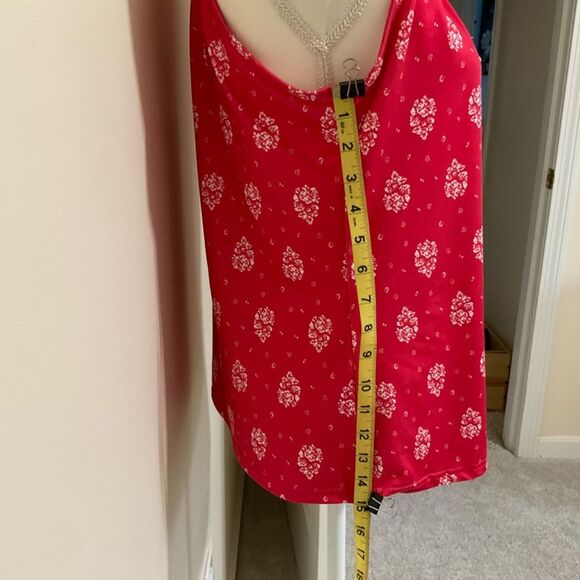 Women High Neck Floral Print Sleeveless T-Shirt Tank Top Red Medium - Picture 7 of 9